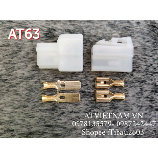 Bộ Đầu jack kết nối Bộ Giắc Nhựa 2 lỗ 2P-6.3 - AT63 ( 1 bịch/10 bộ)